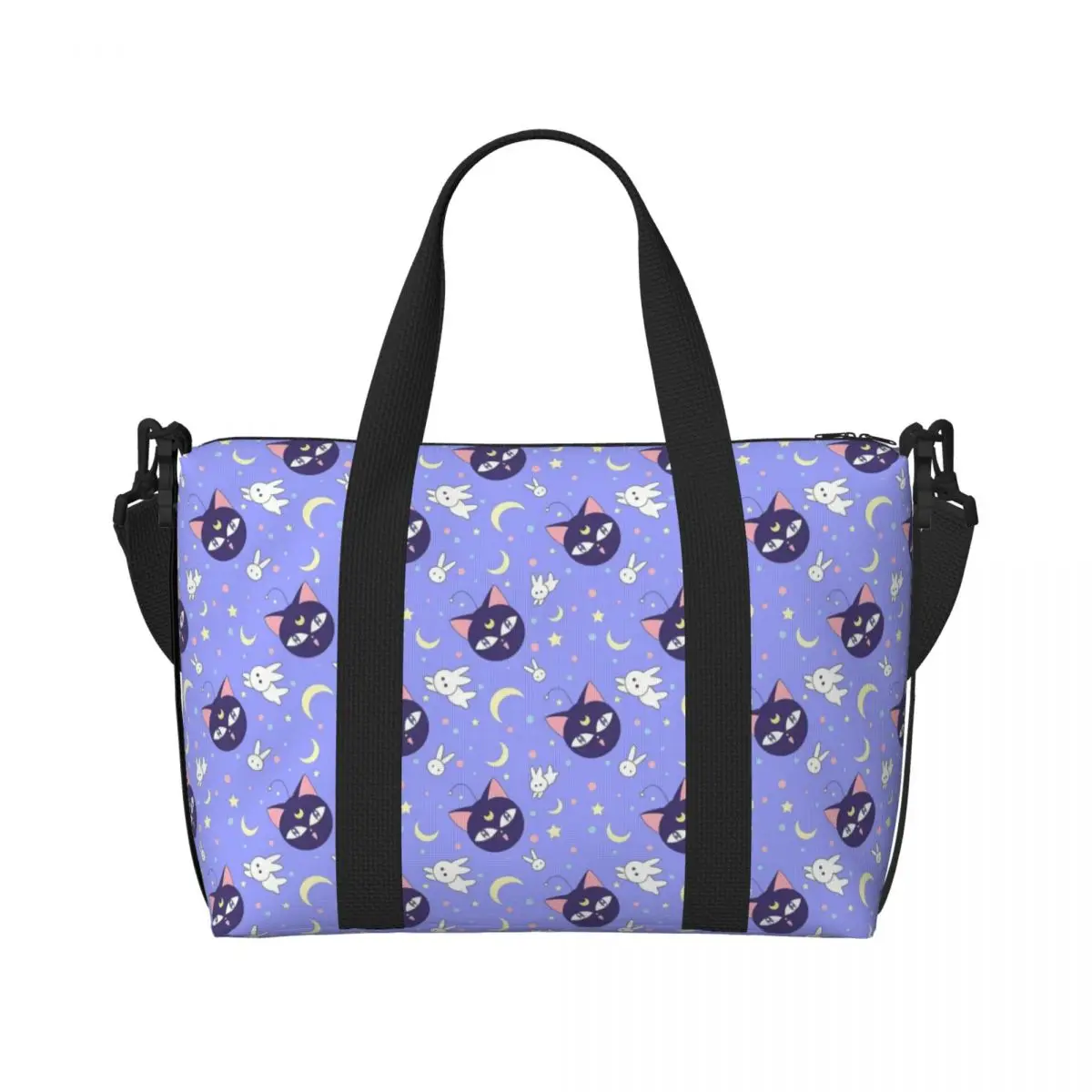 

Custom S-Sailors Moons Beach Tote Bag Women Cartoon Dark Lady Big Compartment Beach Gym Travel Bags