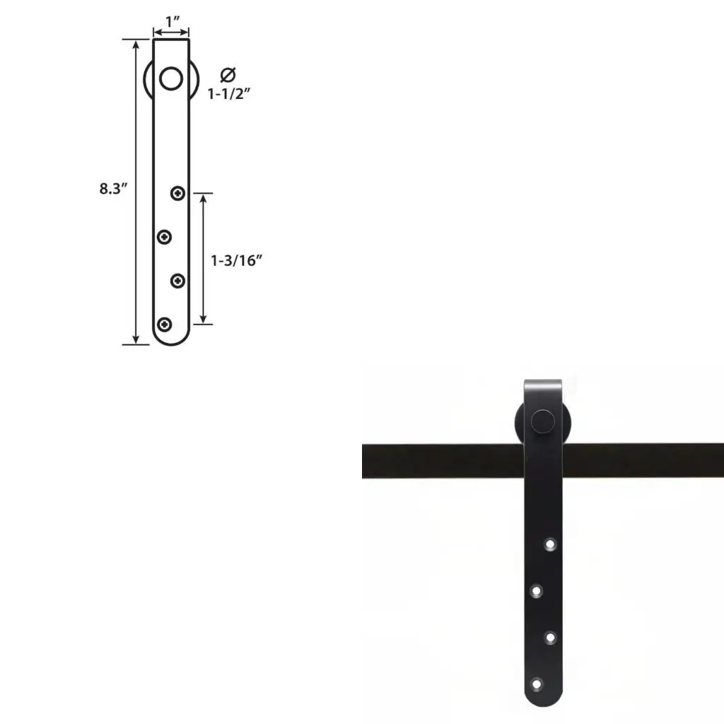 Modifiable Sliding Door Hardware Set For Furniture 1 3/8" 1 3/4" Density Steel Casters 265lbs Weight Support Black Varnished