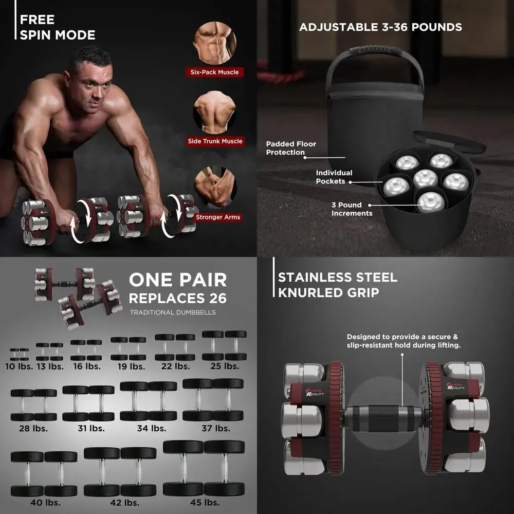Mancuernas de peso variable de 10 a 45 libras, escalones de 3 lb, opciones: individual o par, Kettlebell ajustable