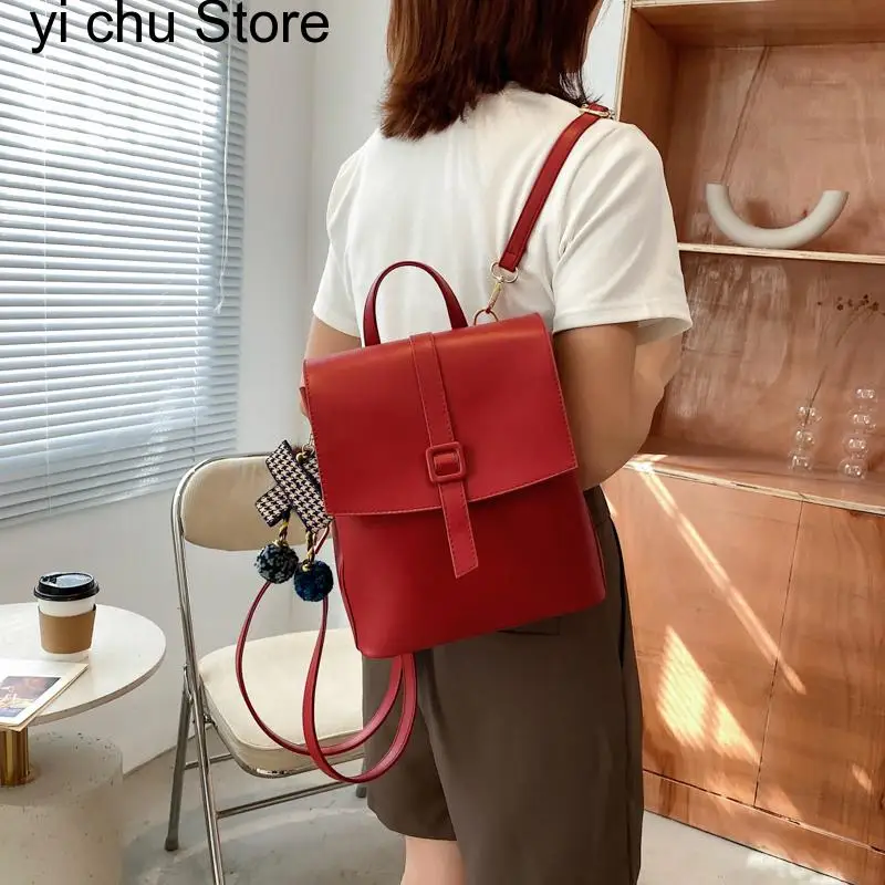 New Multifunction Backpack Women Leather Backpacks Small School Bags for Teenage Girls Fashion Female Bagpack