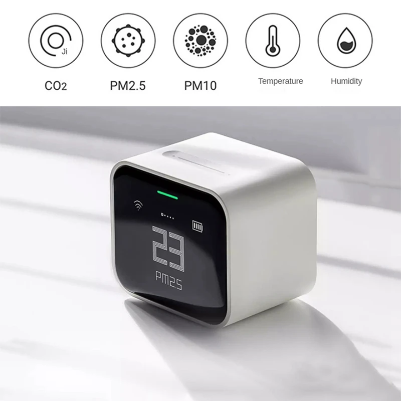 Air Quality Detector Wifi 5In-1 Air Quality Monitor CO2/Temperature/Humidity/PM2.5/PM10 For Home School Office Grow Tent Durable