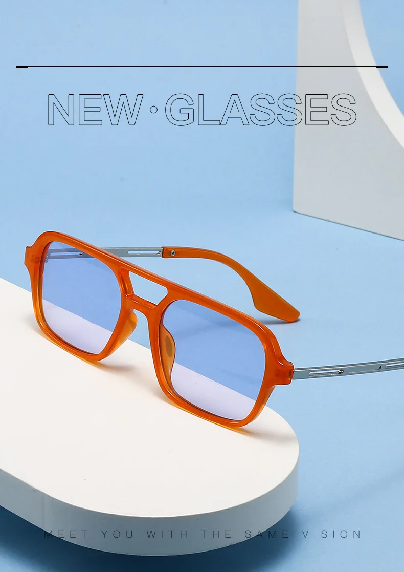Neue Vintage Quadratische Sonnenbrille für Damen und Herren Marken-Rechteck-Sonnenbrille Ovale Brillen für Männer und Frauen – Detail 1