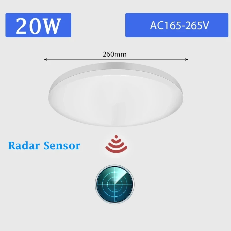 Radar Sensor Panel Led Ceiling Light Living Room Interior Hallways Porch Motion Sensor Panel Light Fixtures 20W 30W Ceiling Lamp
