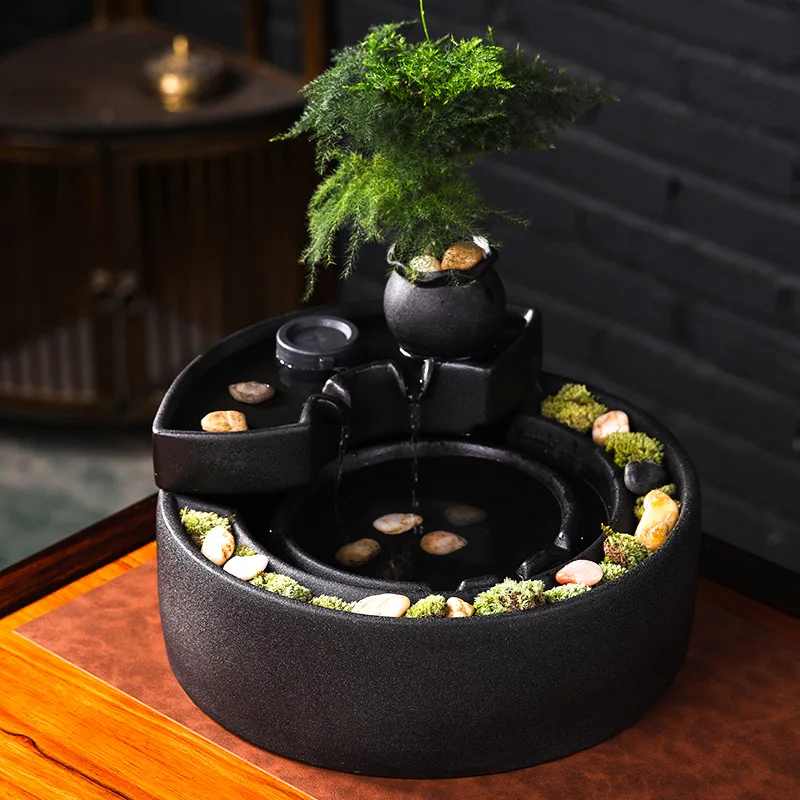 #%hCreative water makes money Circulating water makes money Office desktop decorations Coffee table fountain knickknacks Opening