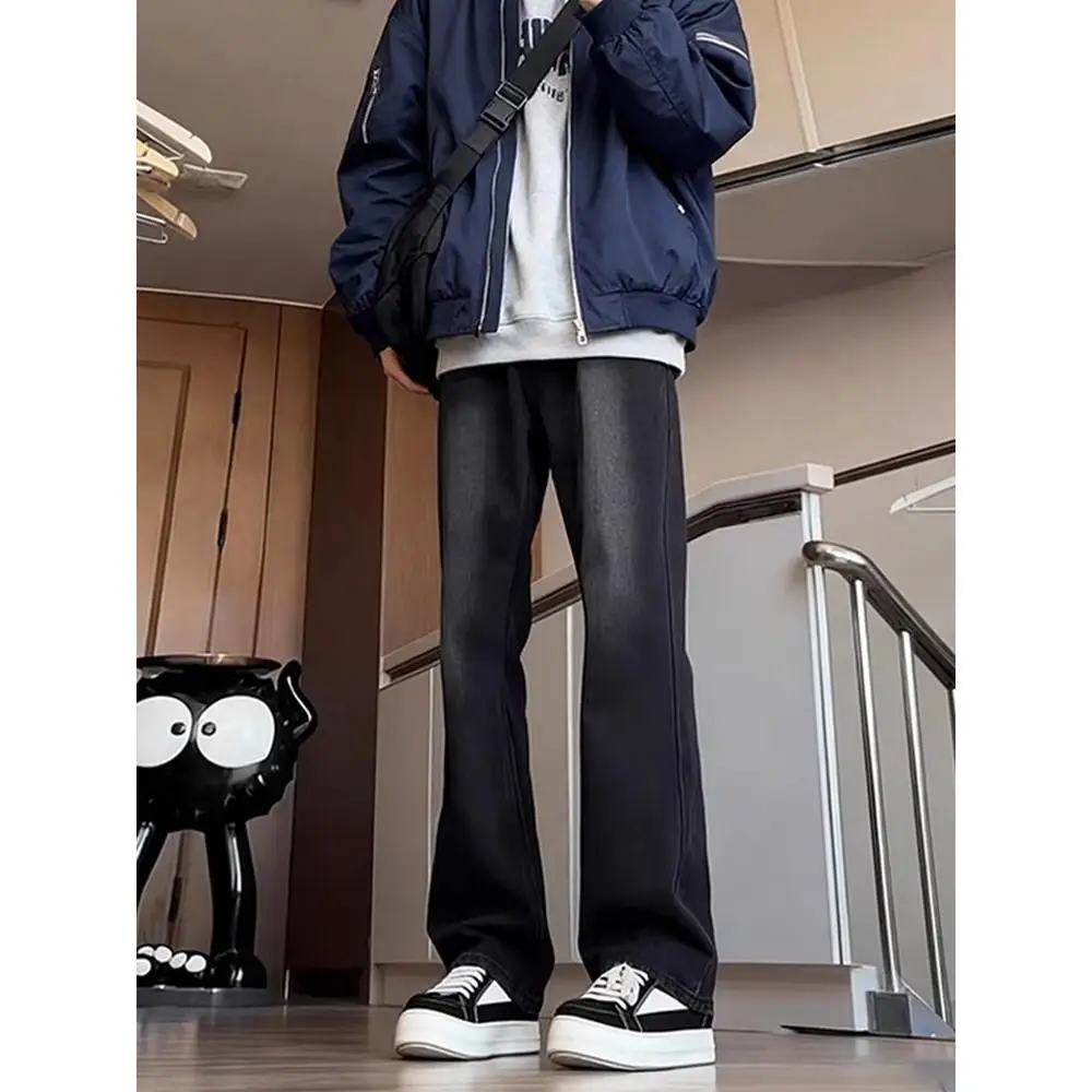 

Мужские расклешенные джинсы Bla adient с прямой талией, винтажные американские длинные брюки High Street Cleanfit со средней талией, хлопок, полиэстер...