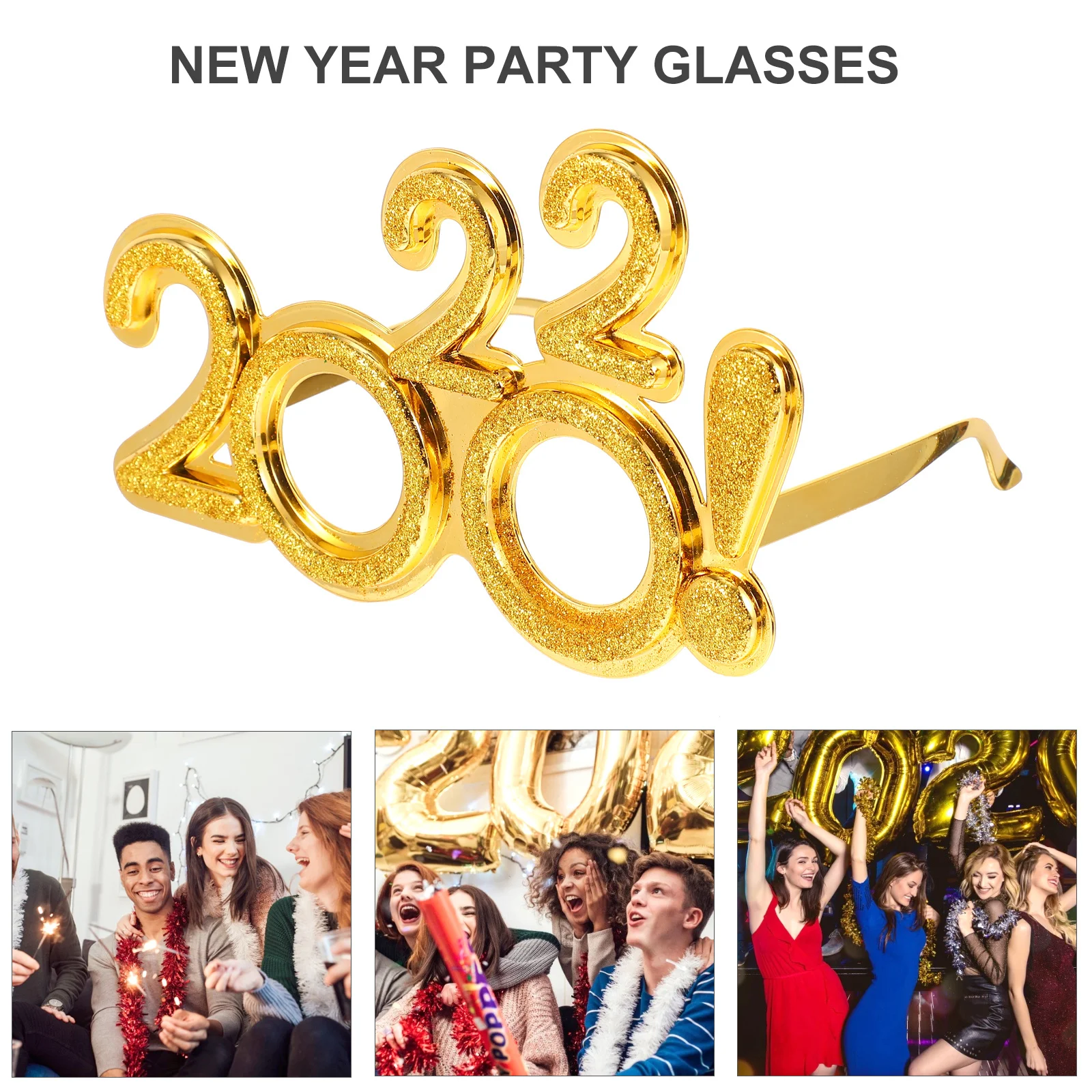 

1Pair 2022 Eyeglasses New Year Eyewear Prop Decorative Party Accessory Light Attract Attention Excellent Texture