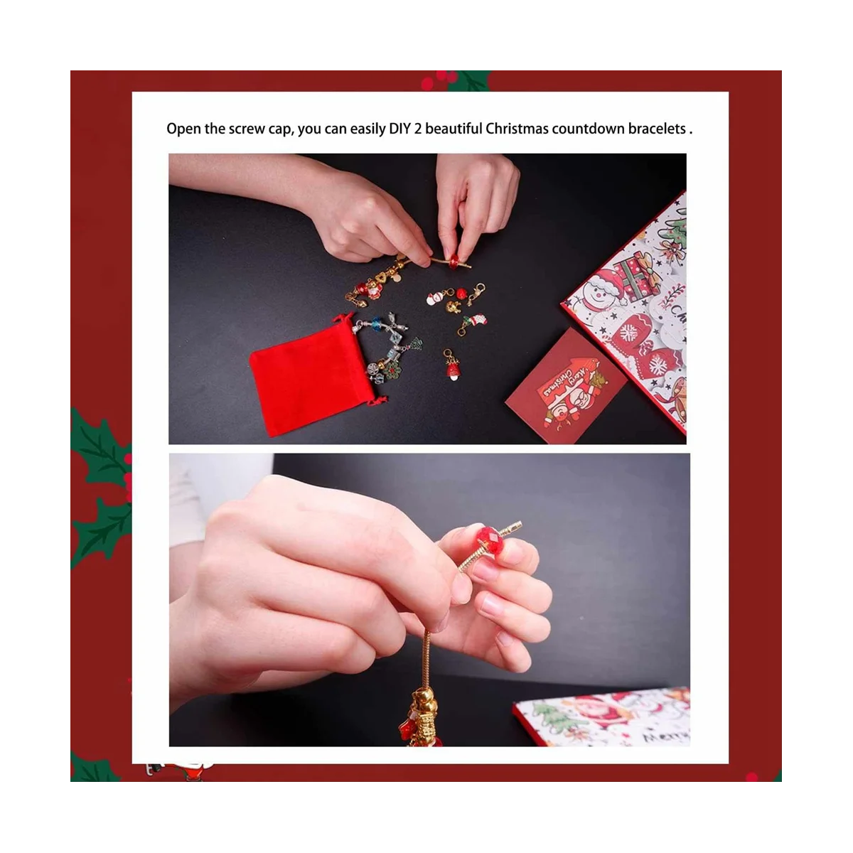 عيد الميلاد مجيء التقويم سوار السحر ، 24 يوما العد التنازلي ، صندوق أعمى ، 22 خرز السحر ، لتقوم بها بنفسك ، B