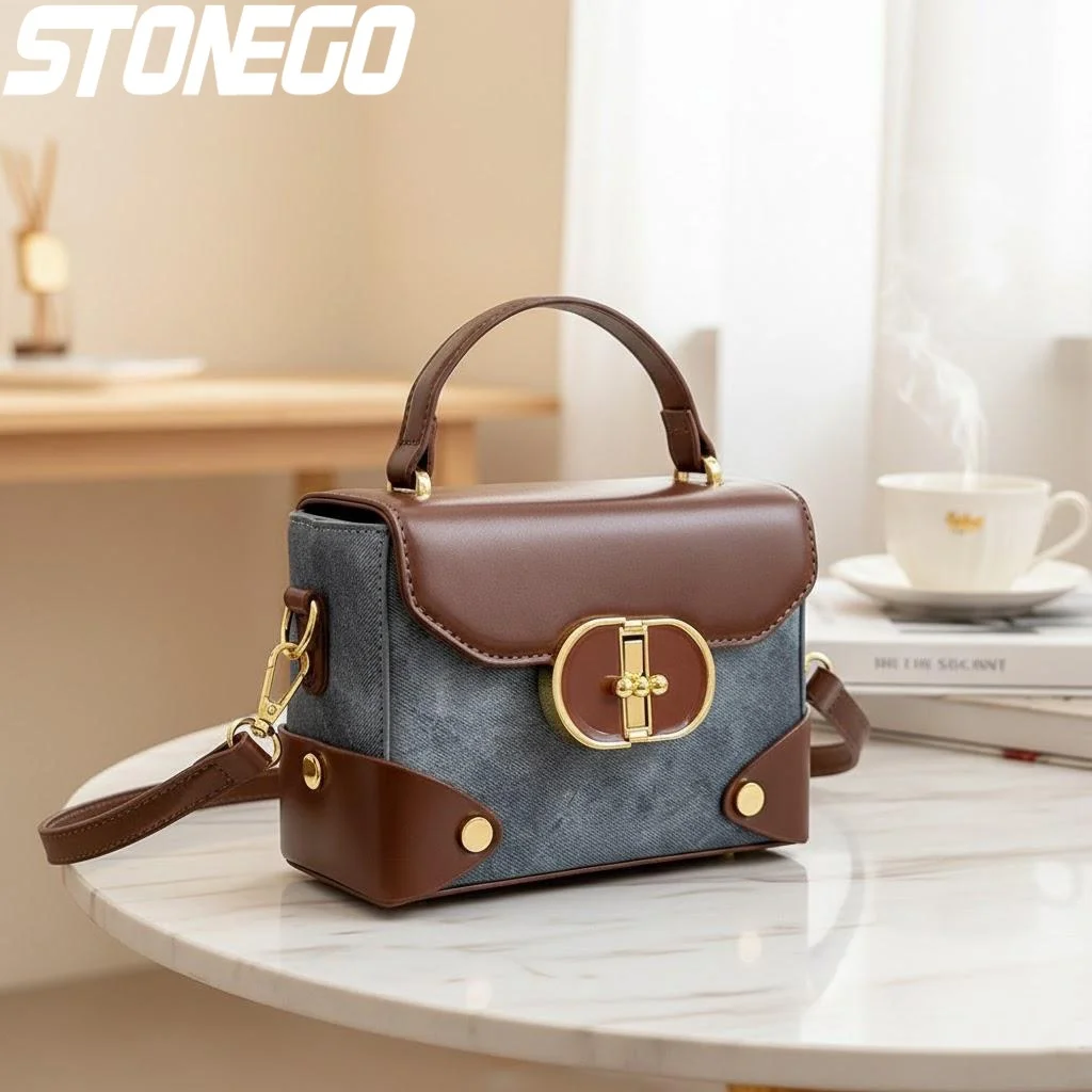 Fashion Color Block Small Square Crossbody Bag Stylish Handbag for Women New Texture Trendy Designs