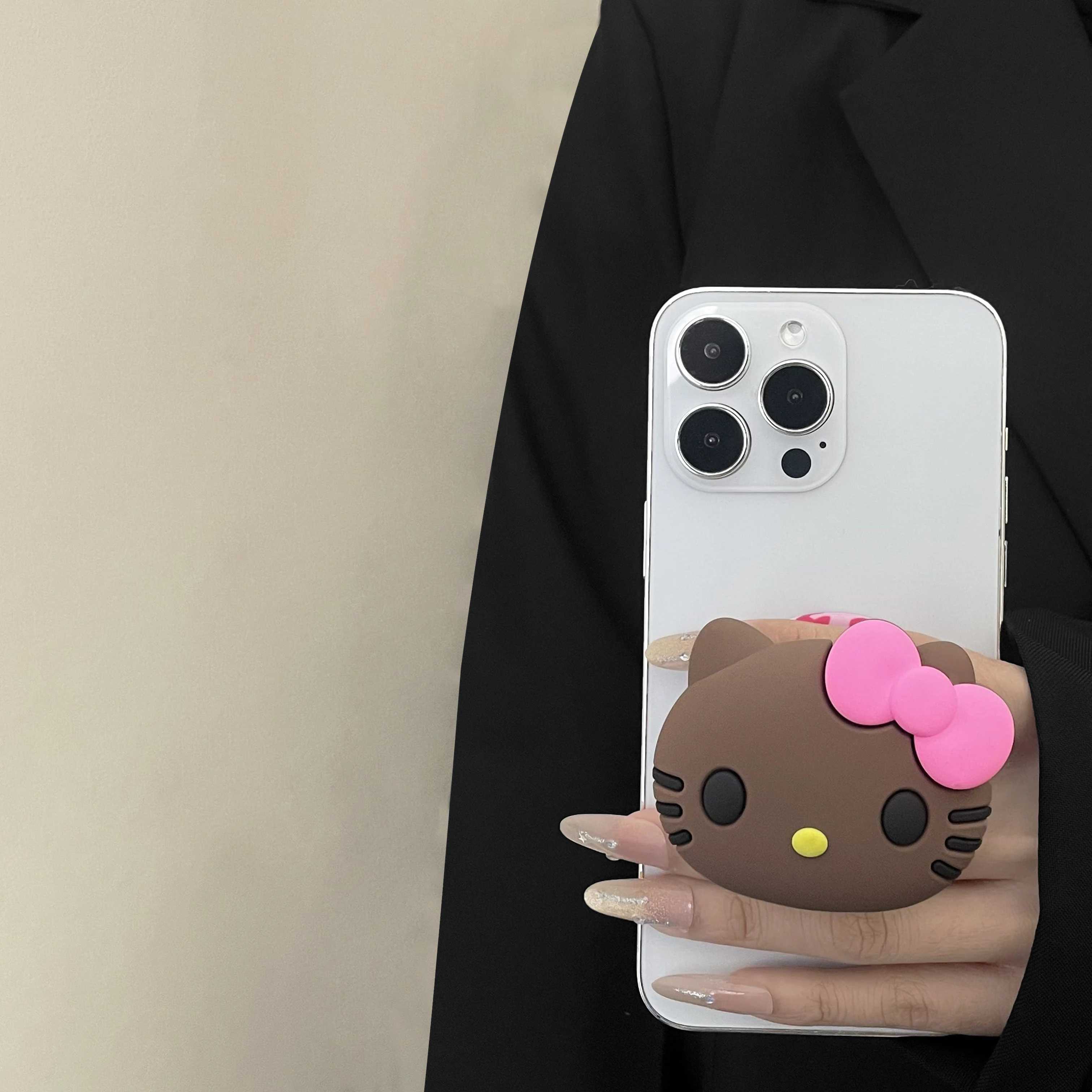 For Magsafe Magnetic Phone Grip Tok Cute Silicone Stand Cartoon Hello Kitty For iPhone Foldable Wireless Charging Holder view 4