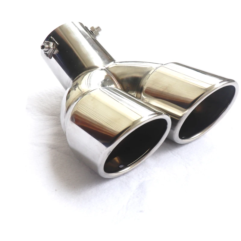 Universal 63mm Car Exhaust Pipe Inlet Double-Barrel Rear Tip Tail Pipe Muffler Outlets Thickened Stainless Steel Car Accessories