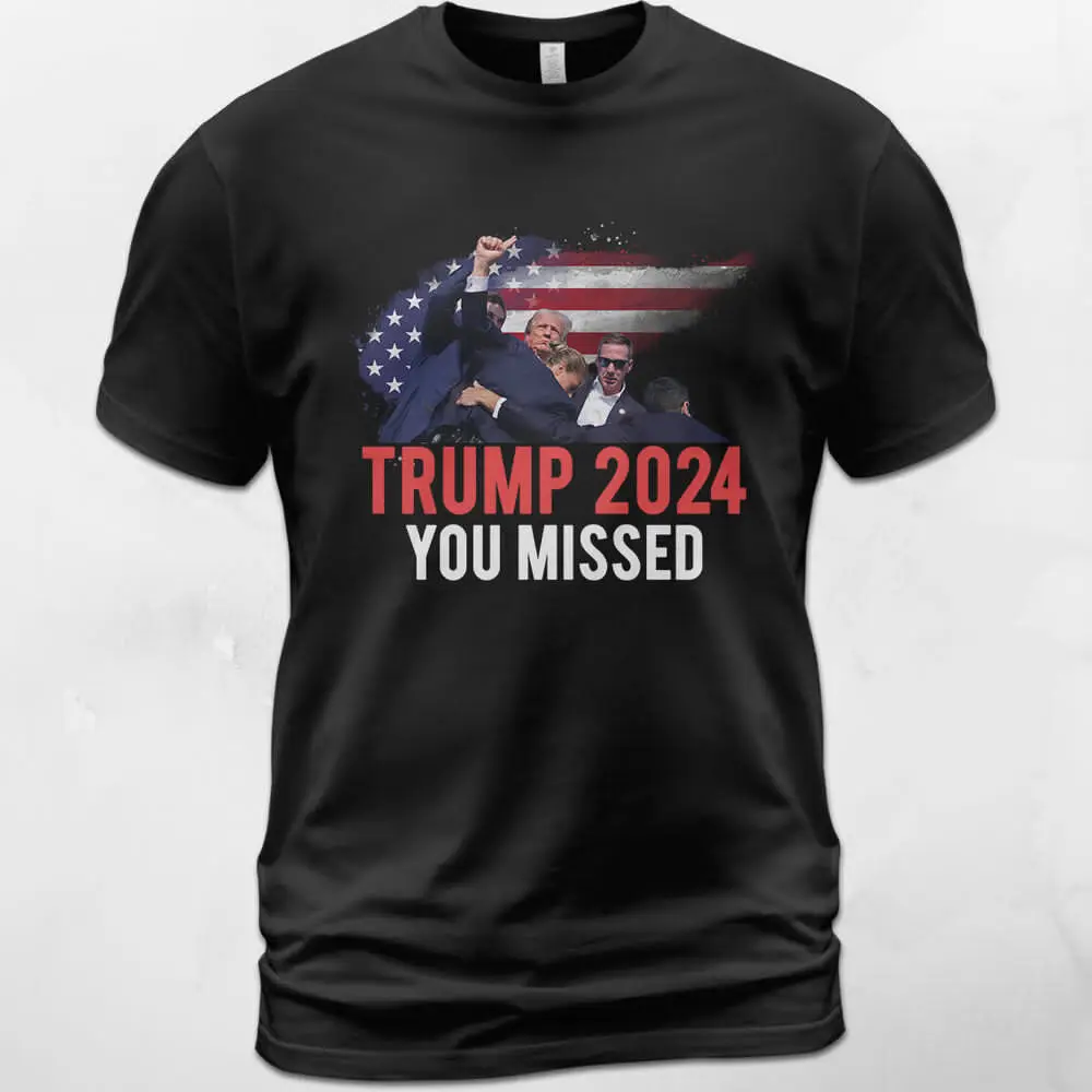 Funny Trump Shooting 2024 Miss Me Yet Trump  High Quality 100%Cotton Short Sleeve