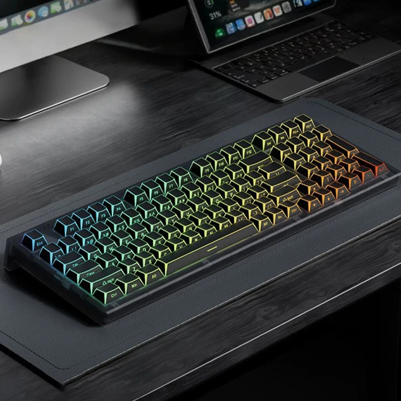97-130 Keys Black Shadow Fold Shine Through PBT Keycap Set Cherry Profile Double Shot Keycaps for MX Switches Gaming Keyboard