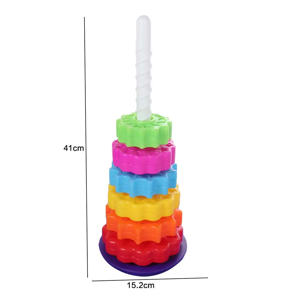 Rainbow Ring Stacker Rainbow Spinning Stacking Toys Early Education Puzzle Rotating Rainbow Tower Ferrule Stackable
