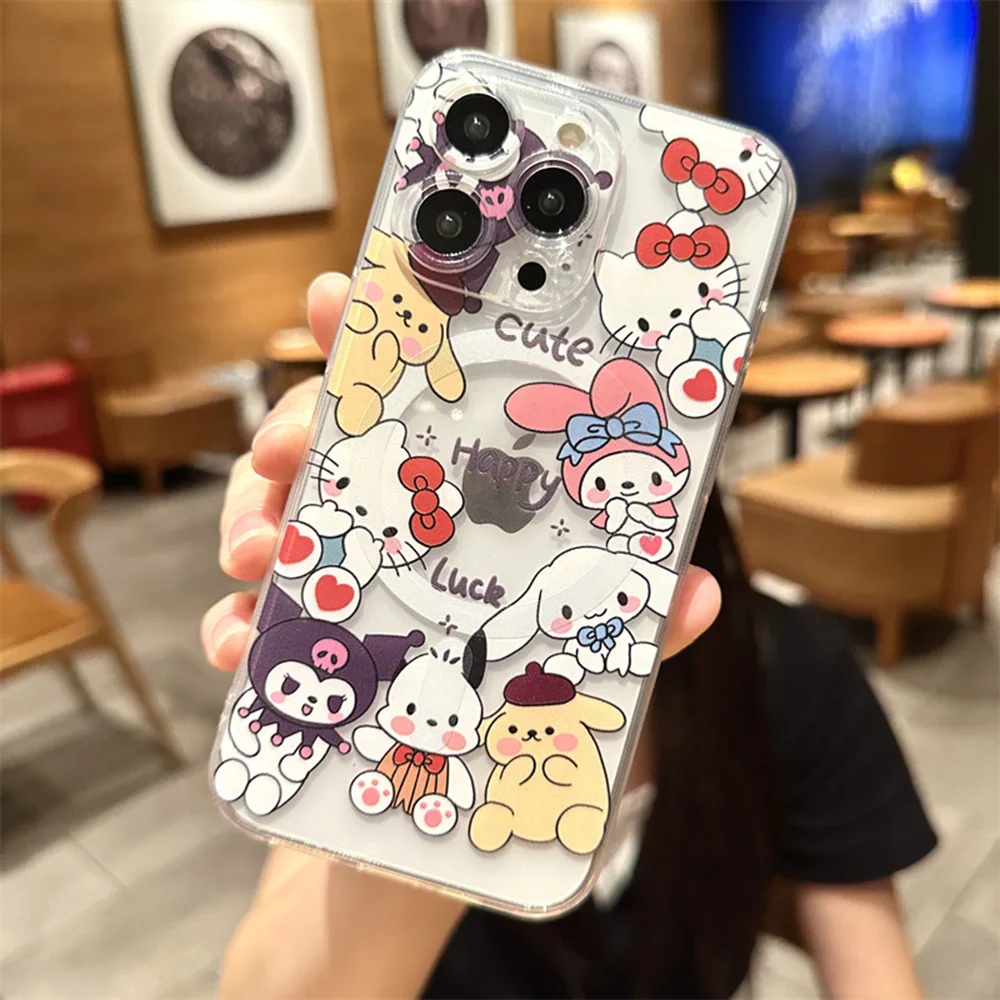 Sanrios Hellos Kittys Kuromis Cinnamorolls Magsafe Magnetic Phone Case for iPhone 16 15 14 13 12 11 8 7 Plus Pro Max X XR XSMax