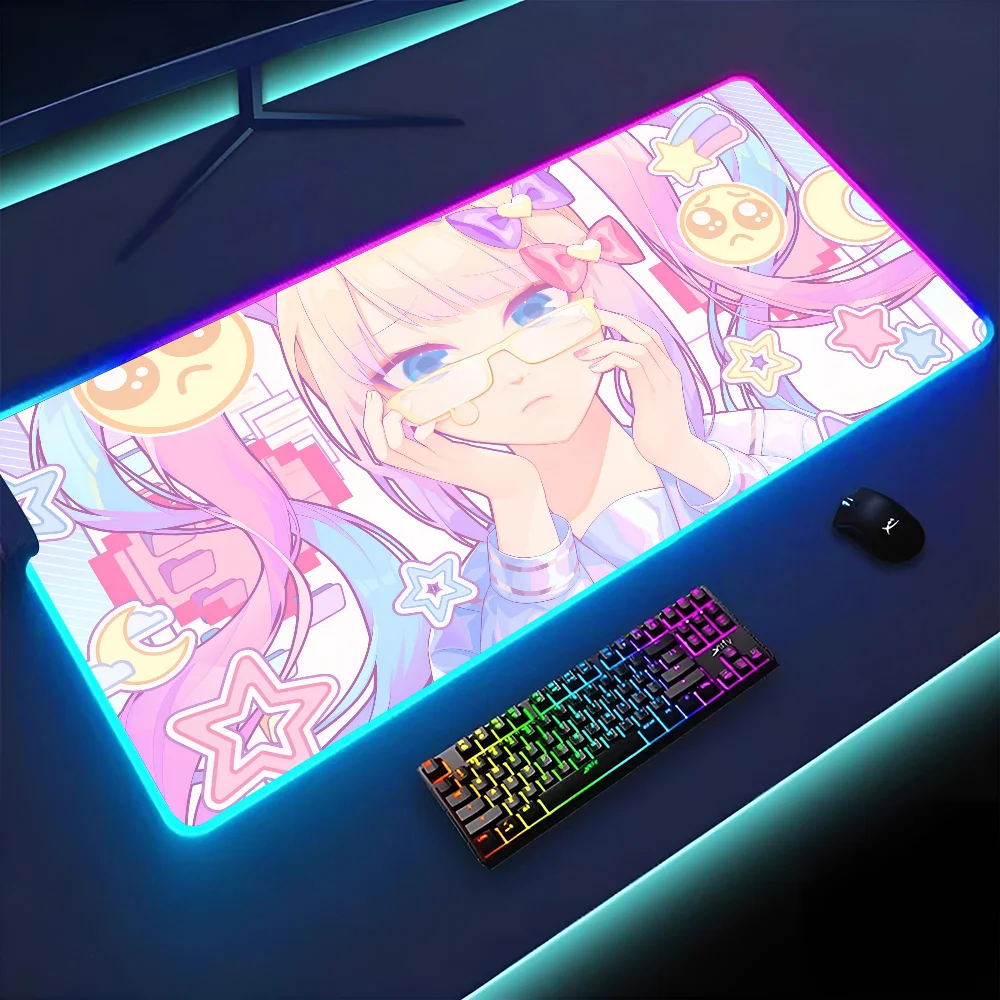 N-Needy Girl O-Overdose  Mousepad XXL RGB Gaming Mouse Pads HD Black Gamer Accessories Large LED