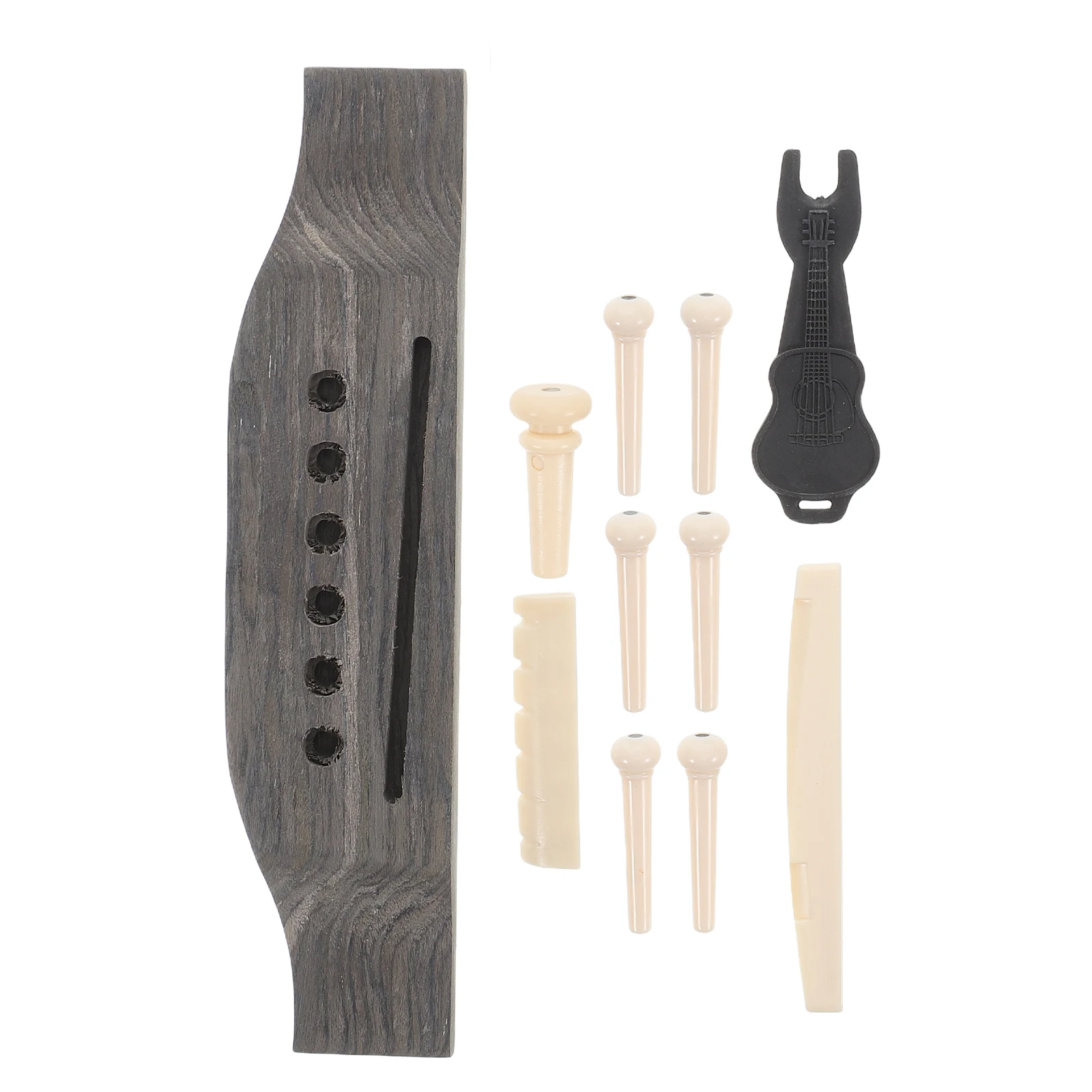 

Guitar Bridge Set Acoustic Pins Accessories and End Replacement Parts Solid Wood