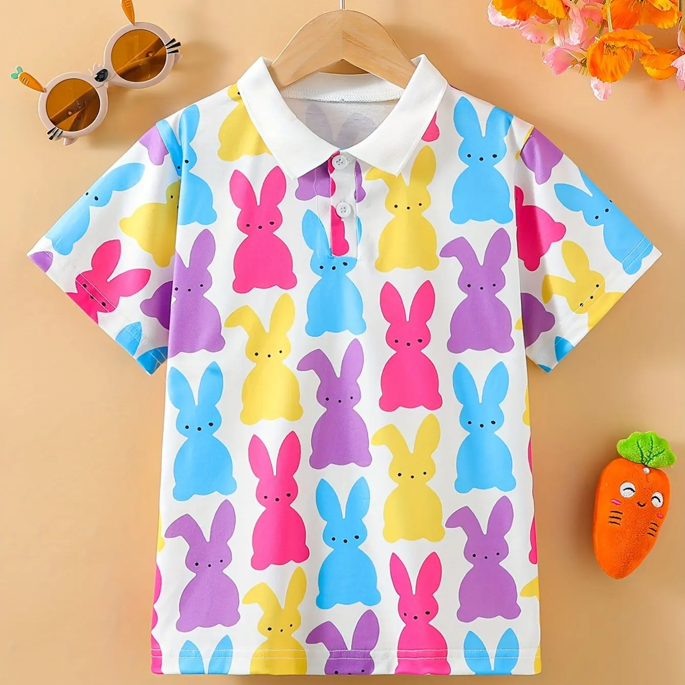 Cartoon Pattern Print Boys Girls Creative Polo Shirts Casual Short Sleeve Lapel Shirt Tops Children Clothes for Summer Outdoor