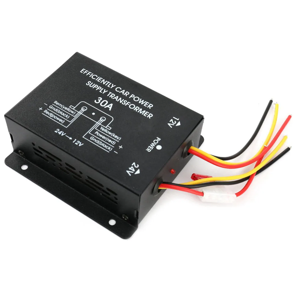 24V to 12V 30A Car Power Supply Buck Transformer Converter Truck Bus DVD Audio Modification Efficient Vehicle Power Buck