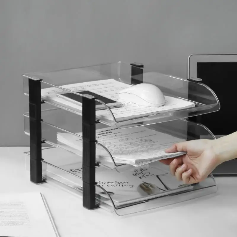 

A4 File Organizer Tray 2/3-Layers Desk Accessorie Magazine Holder File Office Organizer Plastic Storage Book Shelf New