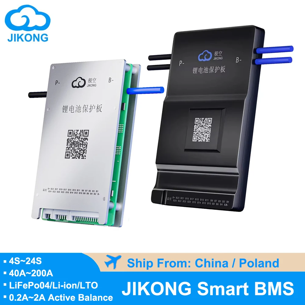 

JIKONG BMS 0.4A 0.6A 0.8A 1A 2A Smart Active Balance 4S 8S 17S 20S 24S LiFePo4 li-ion аккумулятор лто 40A 60A 80A 100A 150A 200A BMS