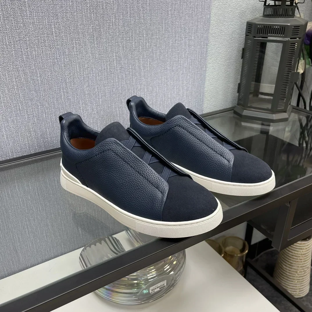 Mocassins de luxo de couro genuíno masculino, calçados esportivos casuais de alta qualidade, sapatos elegantes de sola plana