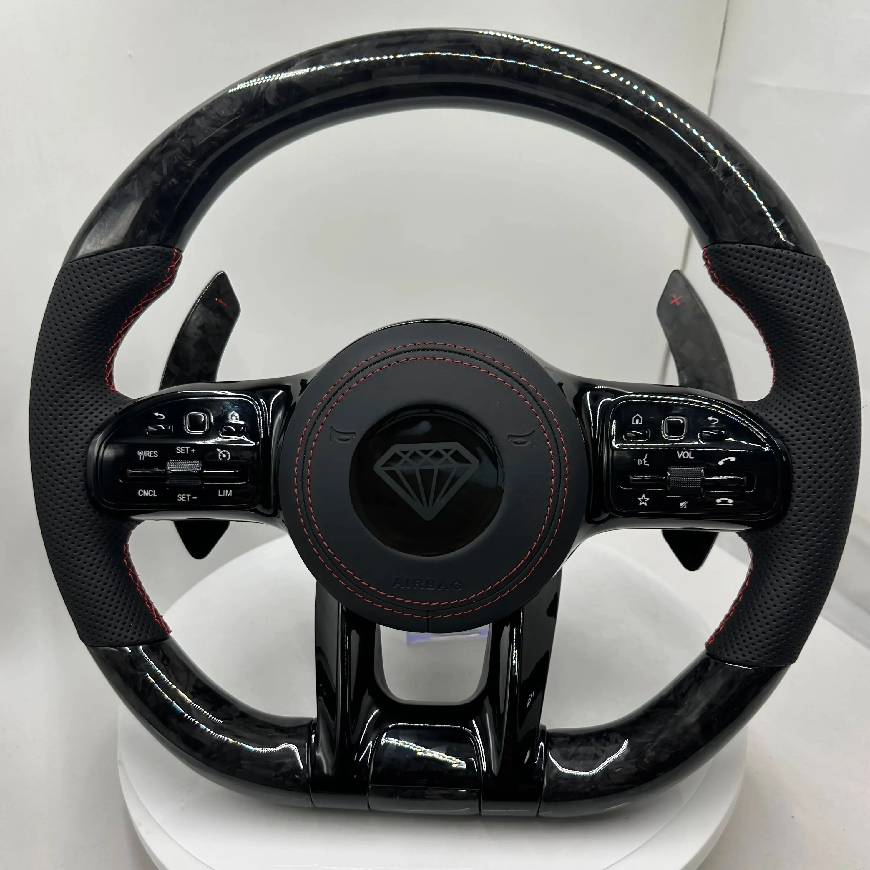 Custom Volante Glossy Black Carbon Steering Wheel for Mercedes Benz W204 W205 W207 W211 W212 W213 W221 W222 GLS CLS C63 AMG GT