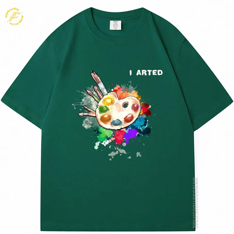 أنا فني مضحك الفن كول الرسم الملونة الفنان هدية المتضخم تي شيرت الرجال تي شيرت طاقم الرقبة القطن التي شيرت 100% Фacakulka Хلوبوك