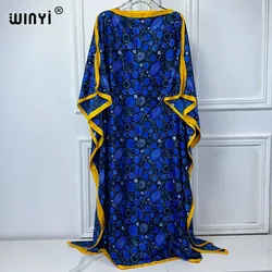 WINYI summer fashion dresses for women luxury flower print muslim woman dubai Free Size Design Maxi Loose African Elegant Dress