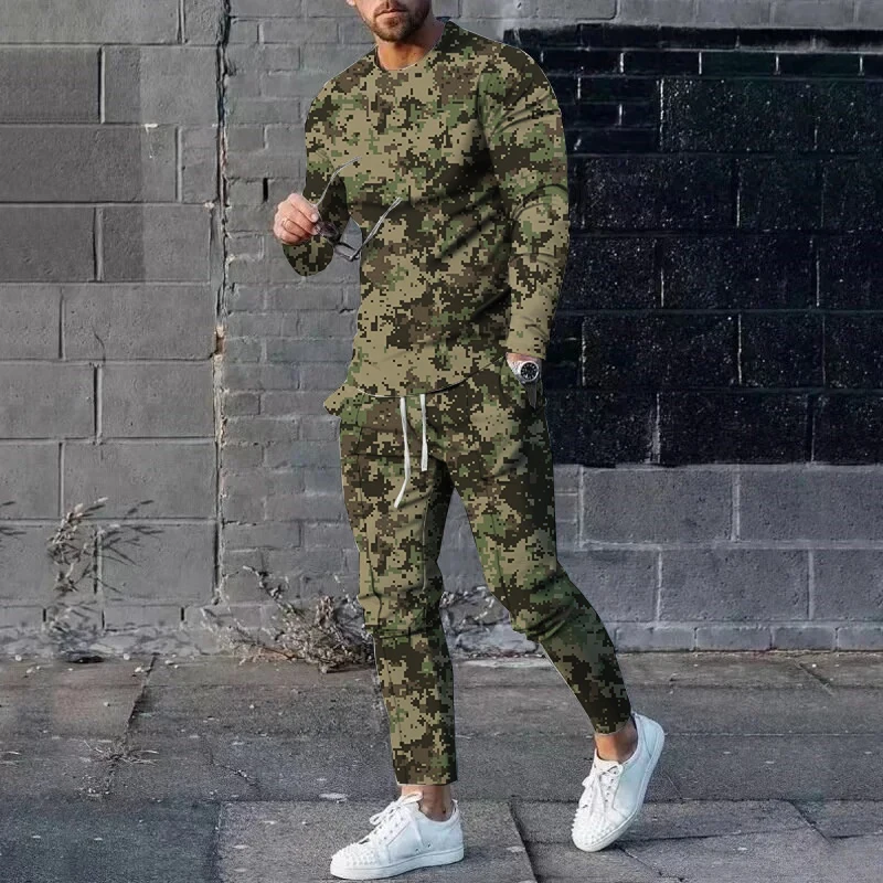 

2025 Spring and Autumn Fashion Camouflage Printed Men's Adult Long Sleeve Suit Daily Leisure Sports Cool and Handsome Trend Suit