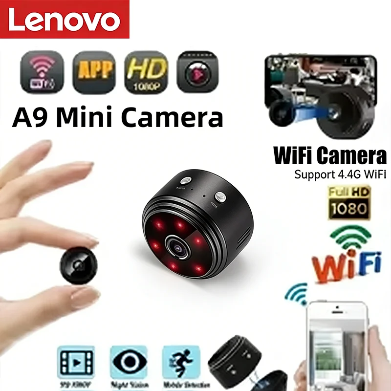 

Беспроводная мини-камера Lenovo A9 1080P WiFi для видеонаблюдения и защиты с функцией ночного видения и датчиком движения