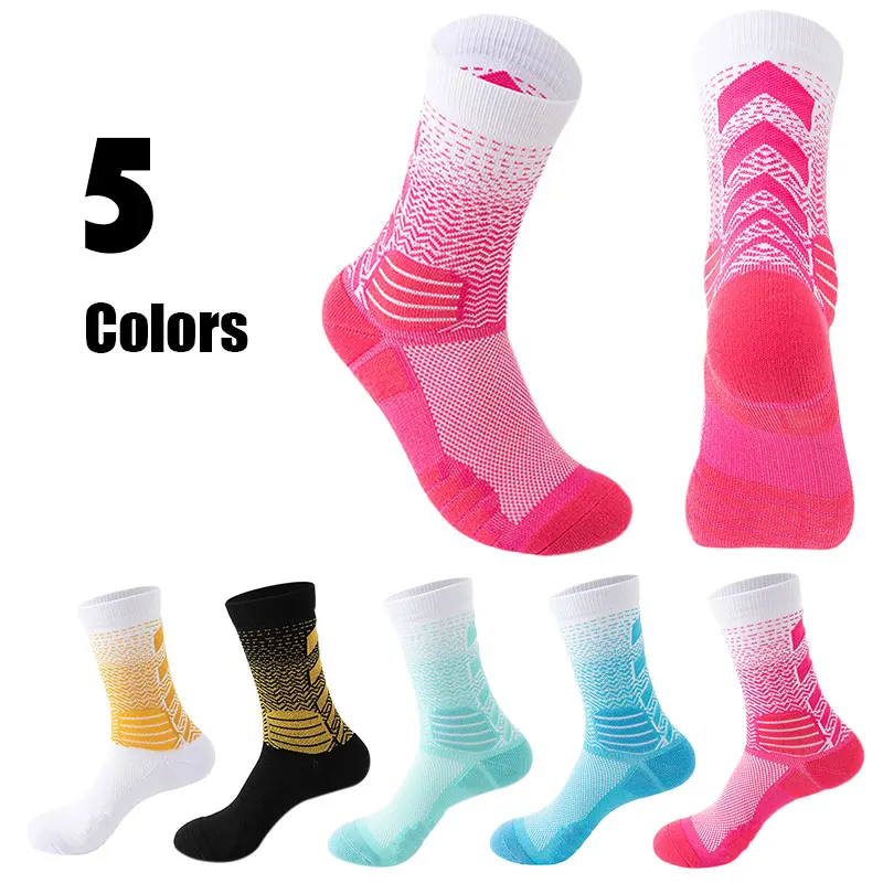 

5 Pairs Men Performance Compression Running Socks High Top Basketball Socks Non-slip And Breathable For Running Cycling Fitness
