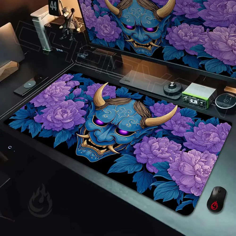 Japanese-style demon mask Mouse Pad Desk Mat Large Computer Office Carpet XXL Mousepad Gamer Gaming PC Accessories Keyboard Rug