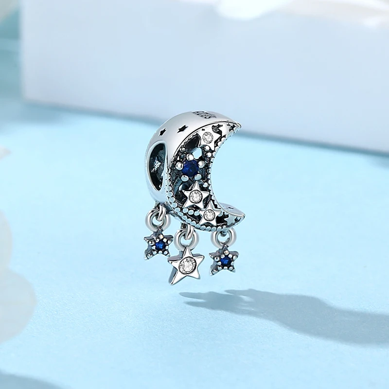 Original 925 Sterling Silver Charms Star Moon Sun Spaceman Pendant Beads Fit Brand Bracelets Necklaces Women DIY Jewelry