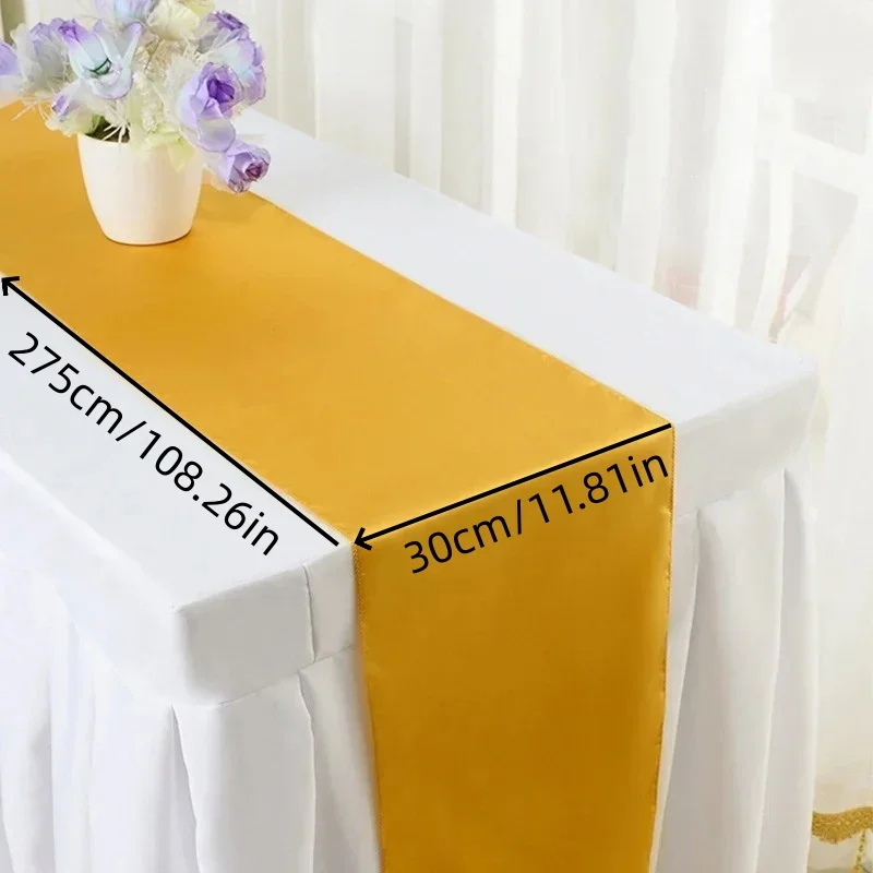 5PCS 30X275cm Wedding Satin Table Runner Party Supply Christmas Home Dining Luxury Table Decoration