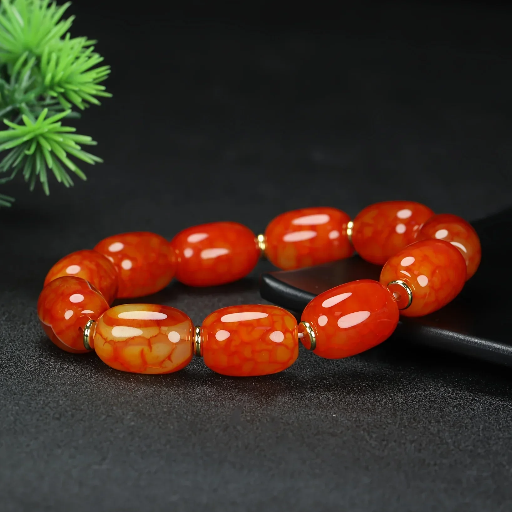 Classical Style Agate Bead Bracelet, Unisex Agate Bead Elastic Bracelet