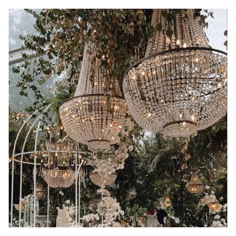 2PCS Wedding Stage Props Arch Pendant European style Crystal Chain Chandelier Decoration Event Party Festival  Ceiling Decor