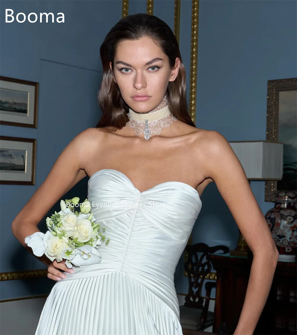 Booma a-line حمالة ساتان بسيط بدون أكمام فساتين سهرة بدون حمالات فساتين رسمية للنساء فساتين حفلات مصنوعة حسب الطلب 2025