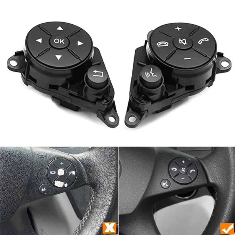 Car Steering Wheel Button Switch Cover Trim Kit for Mercedes Benz C E GLK Class W204 X204 20482104519107 20482103519107