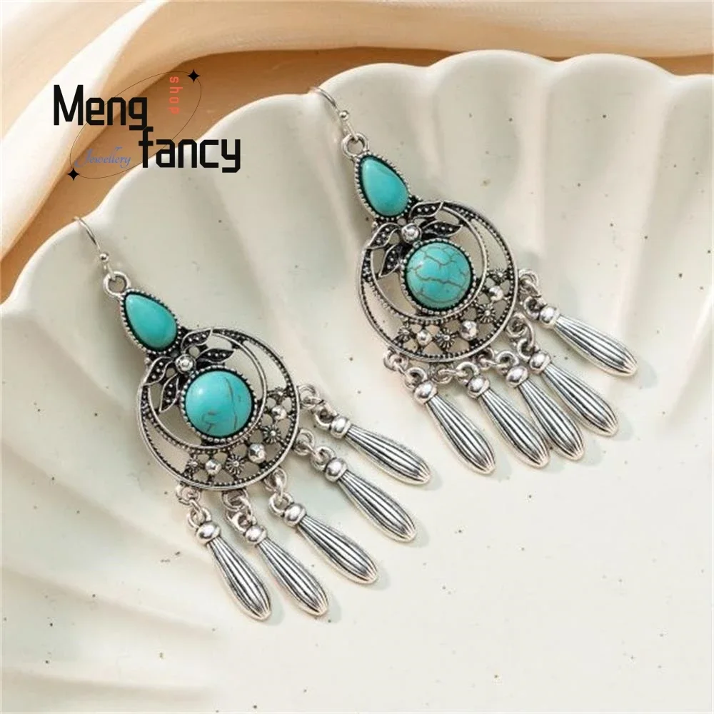 

Natural Bohemian Retro Personality Turquoise Fashion Ladies Earrings Jewellery Exquisite Personalized Best Selling Holiday Gifts