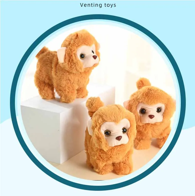 New Children Educational Toys Simulation Cartoon Cute Monkey Plush Electric Toys Wagging Tail With Sound Pet Toys Birthday Gifts