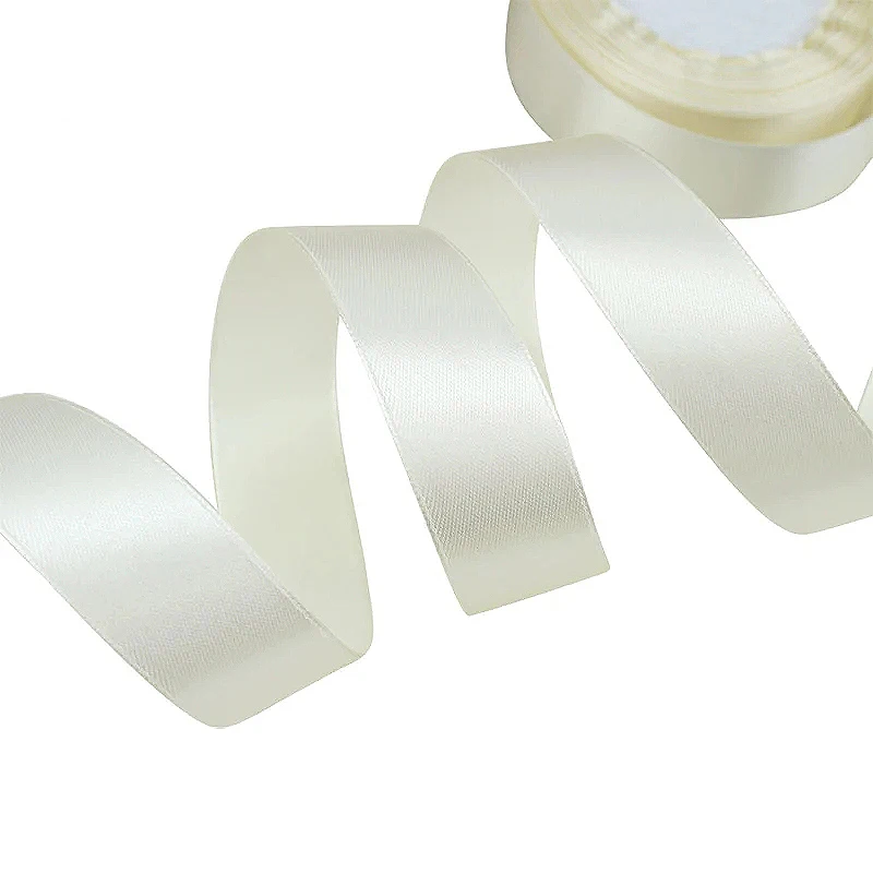 (25 yards/roll)25mm White Single Face Satin Ribbon Webbing Decoration Gift Christmas Ribbons