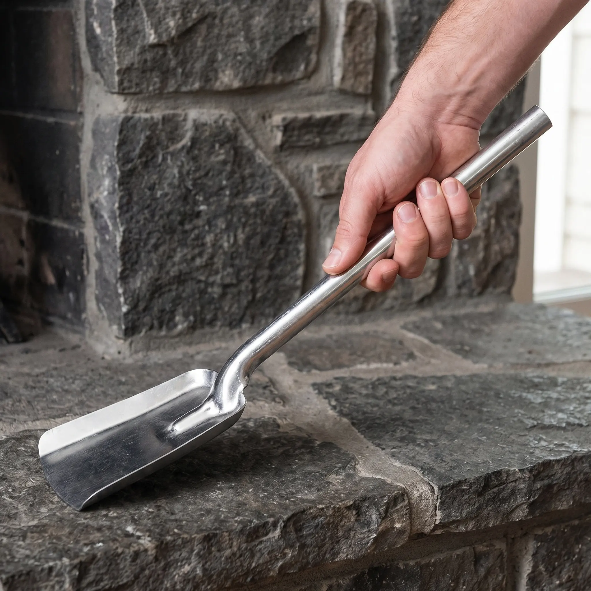 Heavy Duty Fireplace Ash Shovel Cast Iron Large Capacity for Coal Removal Bbq Charcoal Wood Stove Fire Pit Long Handle