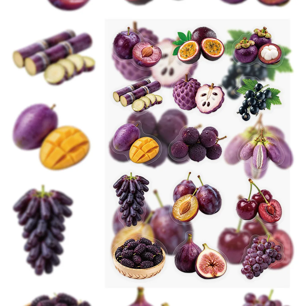 8 Pcs/Set Fruit & Vegetable Stickers, Garden Food Theme Transparent PET Decals for Pencil Case & Journal Decoration - view 5