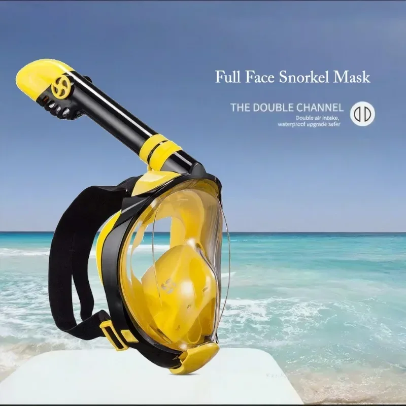 Máscara de snorkel de cara completa para adultos, panorámica de 180 grados, a prueba de fugas, antiniebla, equipo profesional de natación para deportes subacuáticos