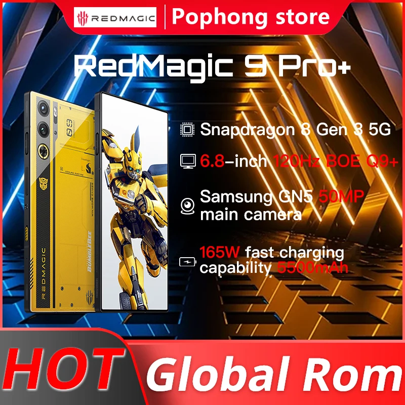 Original Global Rom Redmagic 9 Pro+ 6.8  Bumblebee 120Hz  Snapdragon8 Gen3 5500mAh 165W Fast Charging 5G Smart Gaming Phone