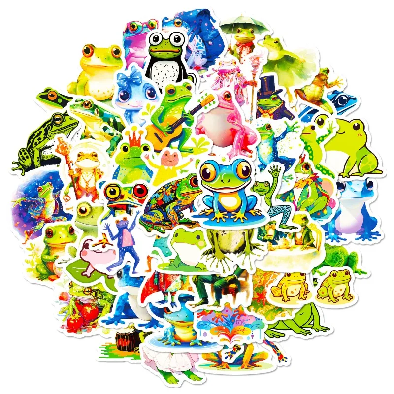 50pcs Frog Mix and Match Water Cup Laptop Luggage DIY Decorative Waterproof Sticker