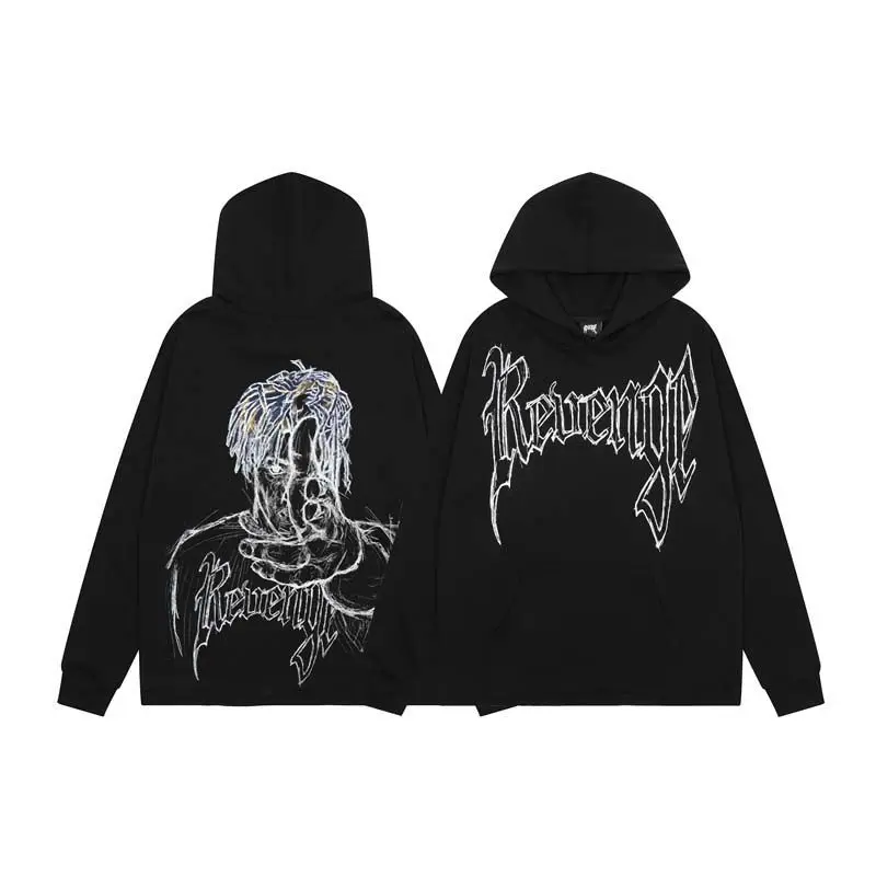 

High Quality Printing European And American Loose Hooded Sweatshirt Men'S Sketch Women'S Top Casual Unisex Brand