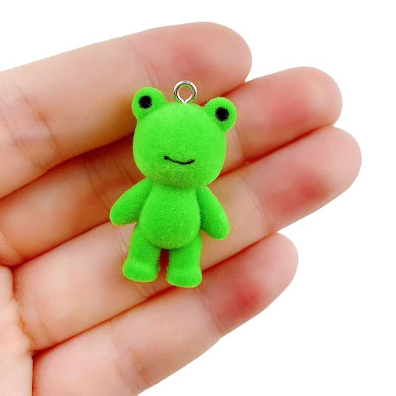 Cute 3D Flocking Frog Phone Chain Cartoon Plush Animal Keyring Bag Pendant Car Key Holder Earphone Charm DIY Jewelry Accessories image 5