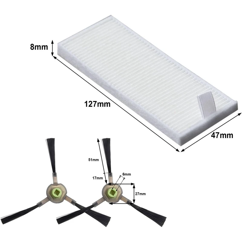 فلتر مكنسة كهربائية مع فرشاة جانبية لليسار ، إكسسوارات بديلة ، M210 ، M210S ، M210B ، M213