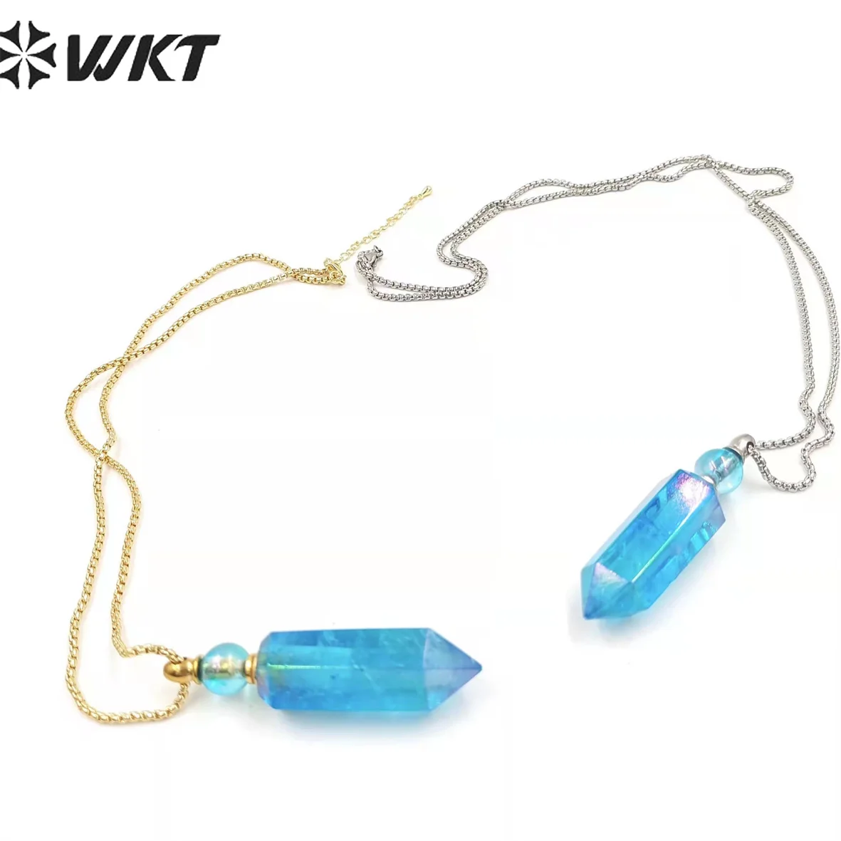 

WT-N1366 Popular Natural Crystal Quartz with Aura Classic Lady Necklace Perfume Bottle Necklace Birthday Gift Luxury Necklace